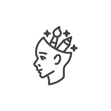 Creative brain idea line icon