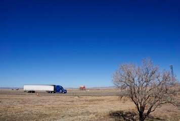 Lordsburg USA - 23 January 2015 - Truck on Highway 10 in South New Mexico desert