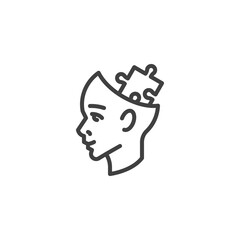 Human head with puzzle line icon