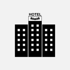 Hotel icon isolated on white background. Simple flat pictogram for business, marketing, internet concept. Trendy modern vector symbol for web site design or mobile app.