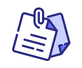 Fototapeta premium paper clip note single isolated icon with dash or dashed purple line style