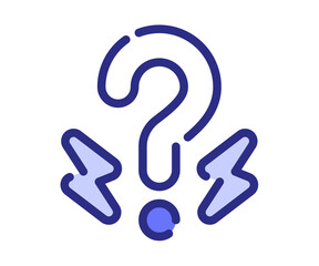 brainstorm question rethink single isolated icon with dash or dashed purple line style