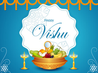vector illustration of Vishu festival of Hindu celebrated in South India - 425493398