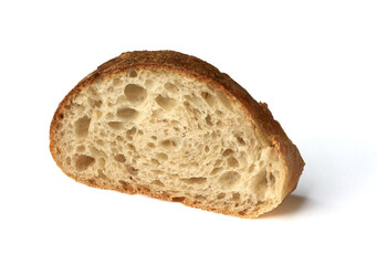 Sliced French baguete bread isolated on white
