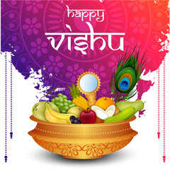 vector illustration of Vishu festival of Hindu celebrated in South India - 425494526