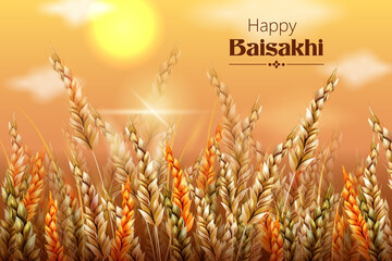 vector illustration of celebration of Punjabi festival Vaisakhi background - 425494909