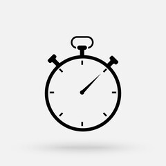 Stopwatch icon, logo. Chronometer, timer sign. Stopwatch icon isolated on white background. Vector illustration.