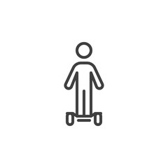 Man driving segway line icon