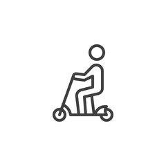 Fototapeta na wymiar Man riding electric scooter line icon