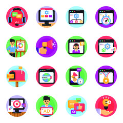 
Set of Web Services Flat Round Icons

