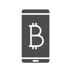 bitcoin digital money silhouette vector icon isolated on white. bitcoin digital money icon for web, mobile apps, ui design and print
