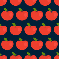 Simple seamless pattern with red apples. Fruits, vitamins, vegetarianism, healthy eating, diet, snacking, harvesting. Illustration in flat style