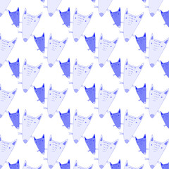 fox illustration kids pattern blue 