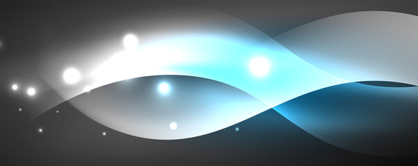 Shiny glowing neon wave, light lines abstract background. Magic energy and motion concept. Vector wallpaper template