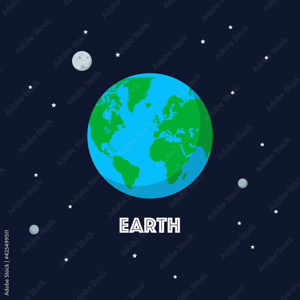 Wall mural earth and moon on space background
