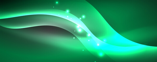 Shiny glowing neon wave, light lines abstract background. Magic energy and motion concept. Vector wallpaper template