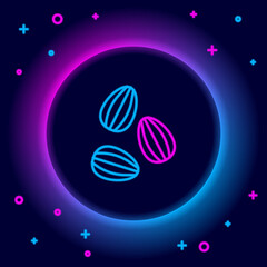 Glowing neon line Seeds of a specific plant icon isolated on black background. Colorful outline concept. Vector