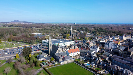 Town Dalkeith, Scotland, aerial view from King's Park