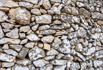 Traditional Mediterranean dry rock wall.