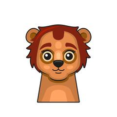 Cute Lion Face Cartoon Style on White Background. Vector