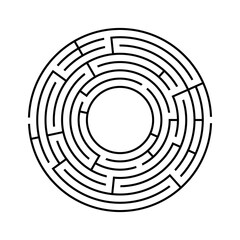 Vector circle maze isolated on white background. Education logic game labyrinth for kids.