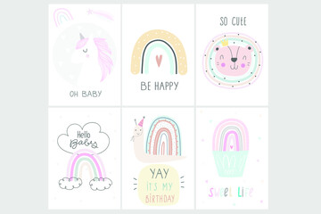 Baby Shower card design with rainbow