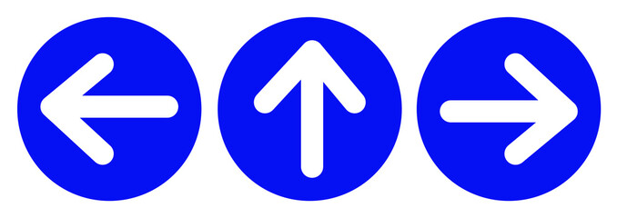 Arrow sign on blue circle for direction ,Social distancing in COVID-19. symbol vector illustration