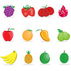 Set of fruits and berries