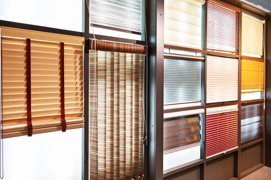 Blinds on windows in household store