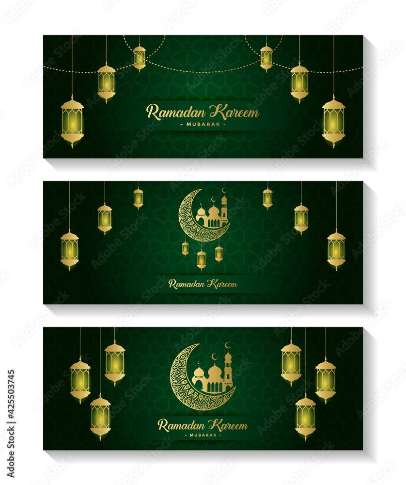 Wall mural ramadan kareem banner set template