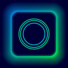 Glowing neon line Plate icon isolated on black background. Cutlery symbol. Restaurant sign. Colorful outline concept. Vector