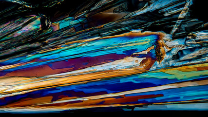 Colorful microscopic view of Epsom Salt or Magnesium Sulfate heptahydrate Crystals. Abstract...