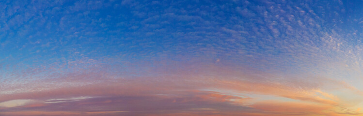 Naklejka na ściany i meble Panorama sunrise sky and cloud at morning background image . Panorama sky and cloud.