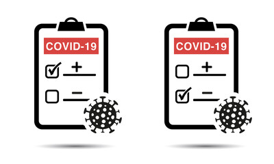Positve or negative testing result of Covid-19 Icon - obrazy, fototapety, plakaty