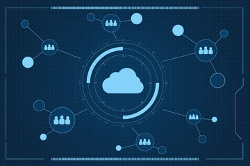 Modern cloud technology futuristic, online storage, work from home	
