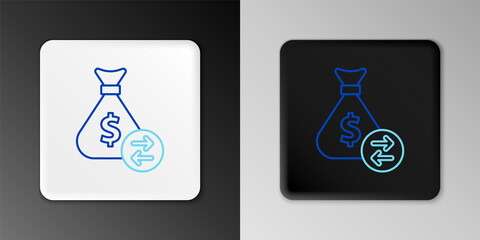Line Money bag icon isolated on grey background. Dollar or USD symbol. Cash Banking currency sign. Colorful outline concept. Vector