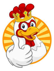 King Chicken Rooster Cockerel Bird Crown Cartoon
