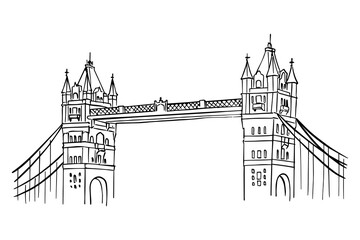 vector sketch  of Tower Bridge, London, United Kingdom.
