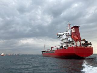 cargo ship view in cloudy weather