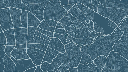 Dark cyan vector background map, Amman city area streets and water cartography illustration.