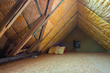 Thermal insulation of the attic in the house - obrazy, fototapety, plakaty