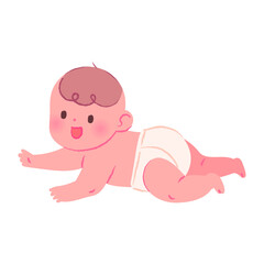 The baby started crawling. Baby vector illustration isolated on white background.