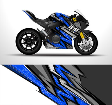 Racing motorcycle sport bikes wrap decal and vinyl sticker design. Concept graphic abstract background for wrapping vehicles and livery