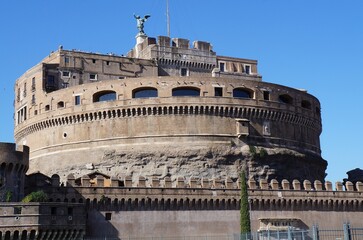Fototapeta na wymiar The Saint Angel Castle wall in Rome, Italy