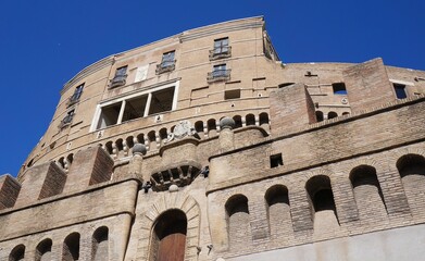 The Saint Angel Castle wall in Rome, Italy