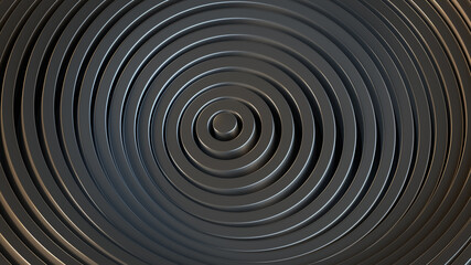 Black glossy circles 3D rendering