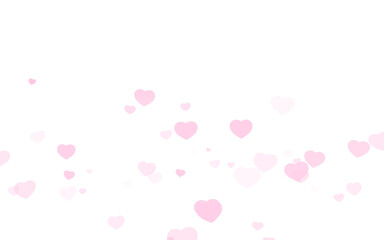 Valentine day pink hearts on white background.
