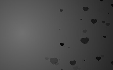 Valentine day black hearts on gray background.