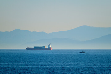 Cargo vessel ship in Aegean Sea