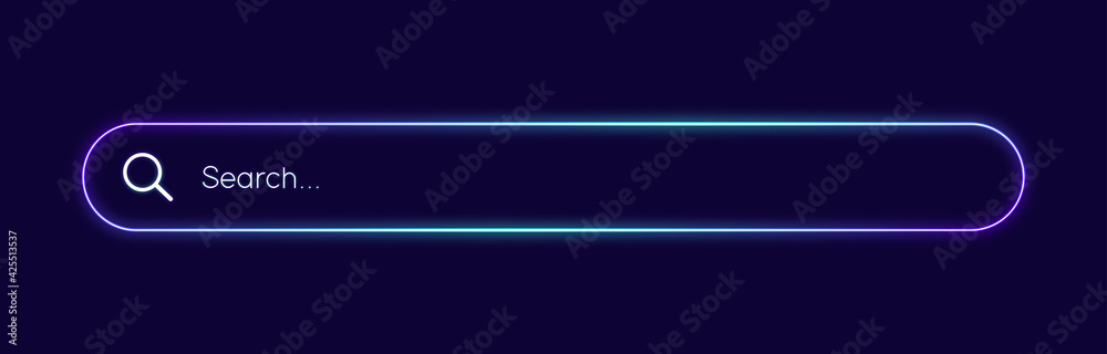 Fototapete neon search bar concept. modern search neon button for web isolated on dark blue background. eps 10 